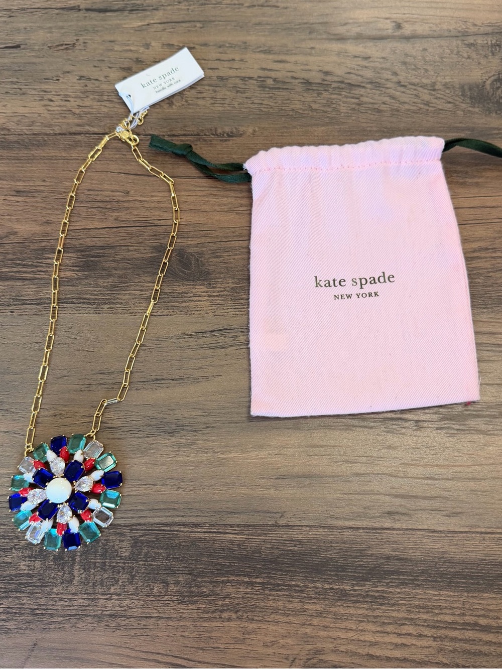 Kate Spade Firework Floral Gemburst Pendant Necklace - Gold Tone New with Tags